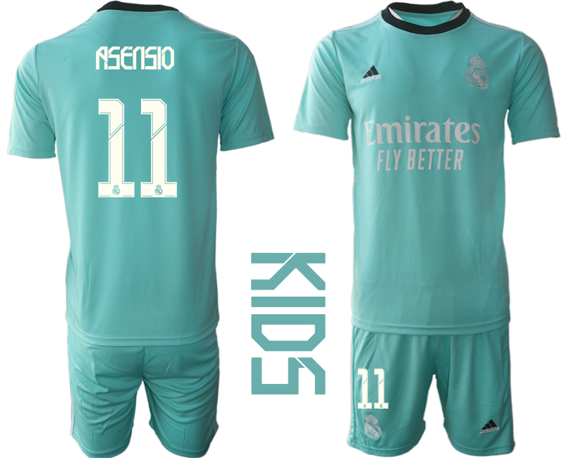 Youth 2021-2022 Club Real Madrid Second away blue #11 Soccer Jersey